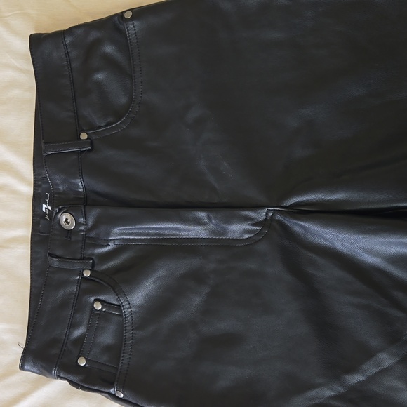 7 for all mankind faux leather black pants high rise ankle xs 7fam - Picture 3 of 8